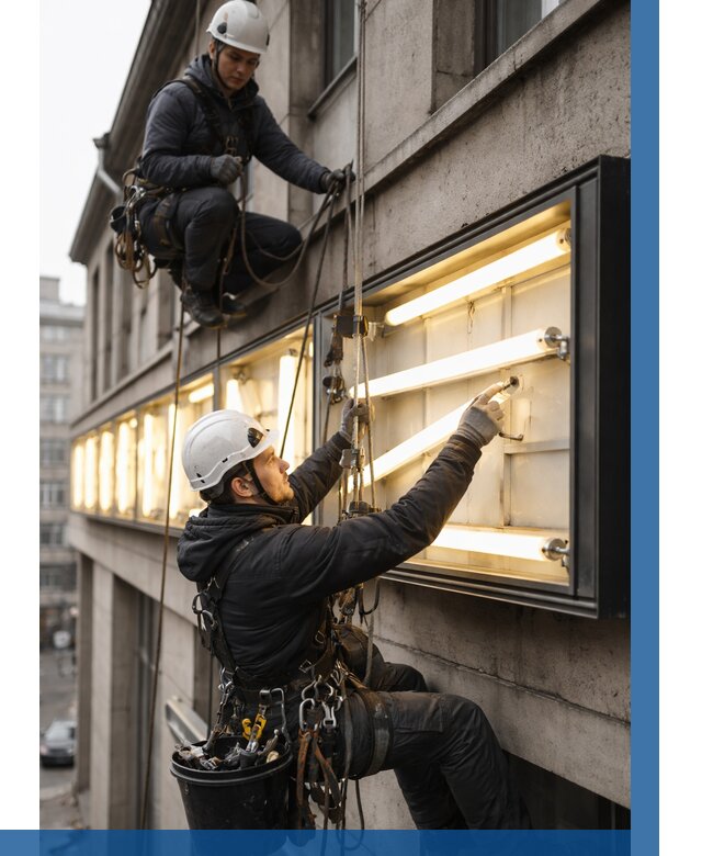 Замена ламп в вывеске в Азове под ключ от 3594 р. | ВЫСОТНИК-Азв