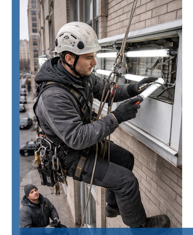 Профессиональная замена ламп в наружной вывеске в Азове