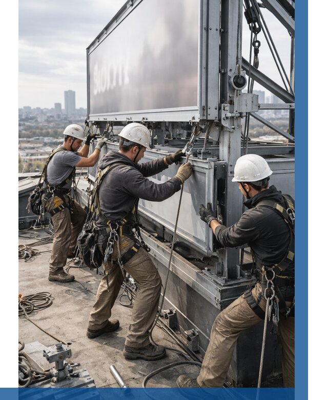 Монтаж крышной рекламной конструкции в Азове от 61614 р.|ВЫСОТНИК-Азв