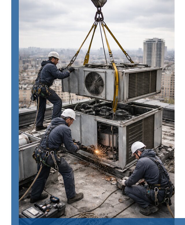 Демонтаж крышной установки в Азове любой сложности