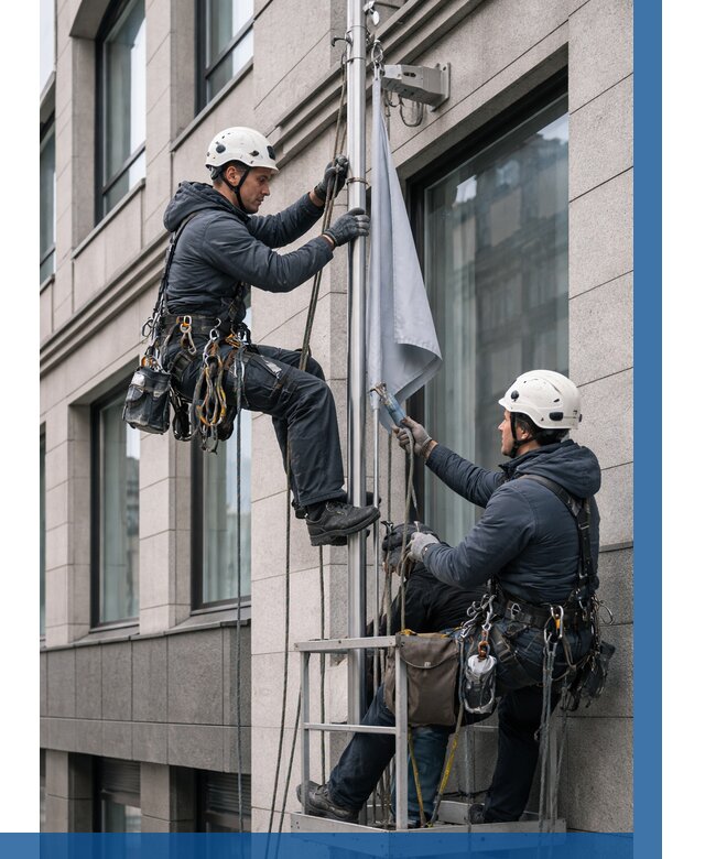 Установка флагов на фасаде в Азове от 4621 р. | ВЫСОТНИК-Азв