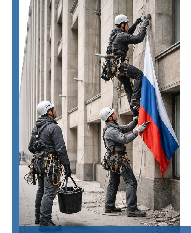 Профессиональная установка флагов на фасаде в Азове