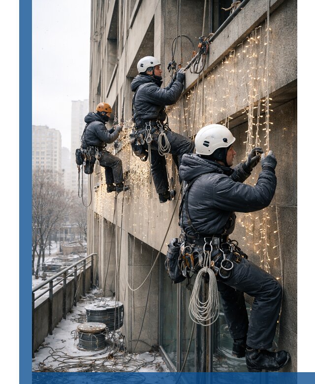 Монтаж новогодней иллюминации и украшение фасадов в Азове