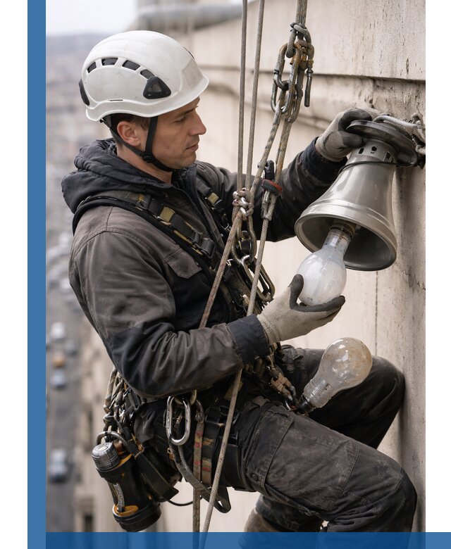 Замена ламп на высоте в Азове профессионально и быстро