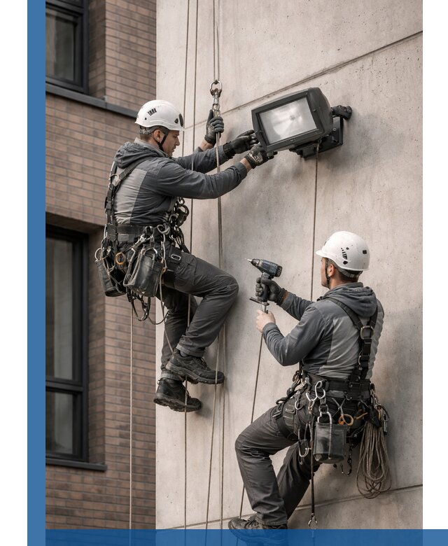 Профессиональный монтаж фасадных прожекторов в Азове под ключ