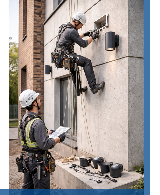 Монтаж фасадного освещения в Азове от 2567 р. | ВЫСОТНИК-Азв