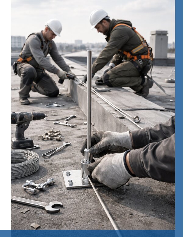 Монтаж молниезащиты на кровле в Азове цена от 25673 р. | ВЫСОТНИК-Азв