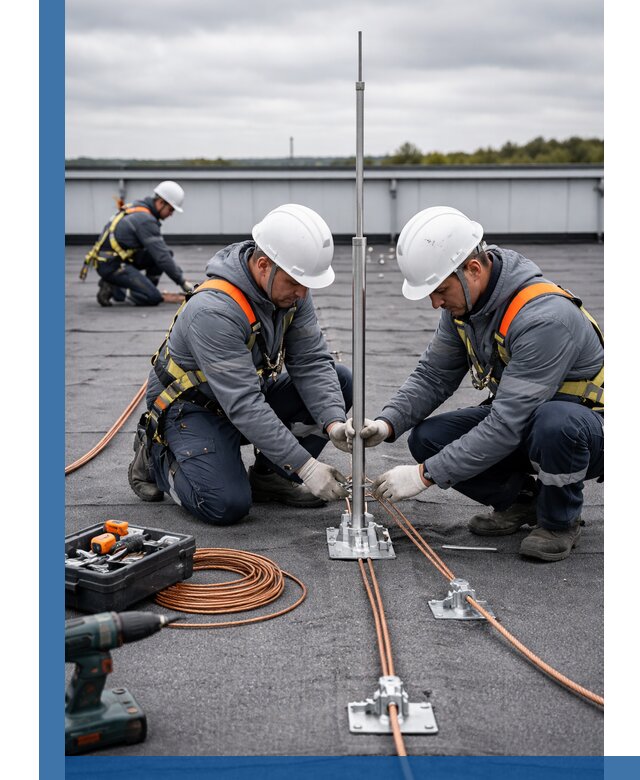 Монтаж молниезащиты на кровле в Азове под ключ с гарантией