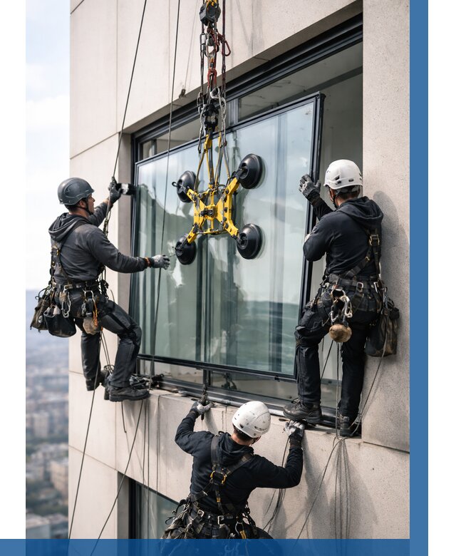 Монтаж стеклопакетов на высоте в Азове от 3286 р. | ВЫСОТНИК-Азв