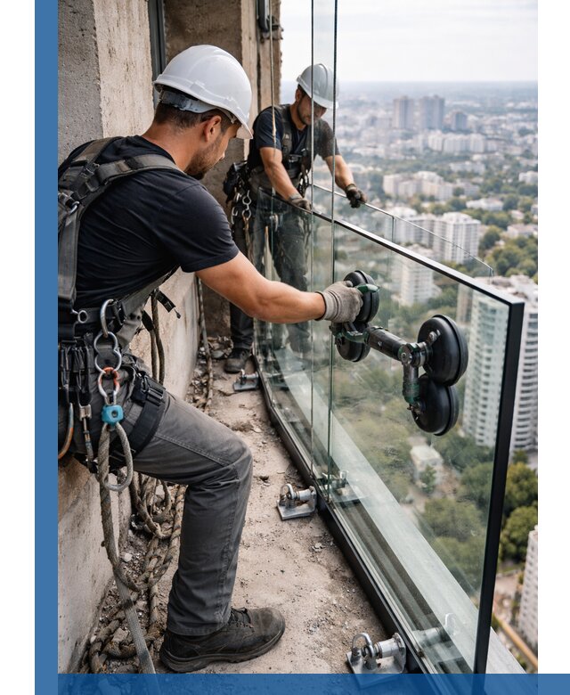Монтаж стеклянных ограждений под ключ с гарантией в Азове