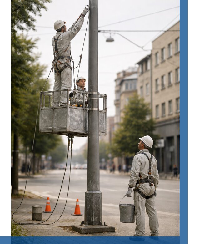Покраска опор освещения в Азове от 5135 р. | ВЫСОТНИК-Азв