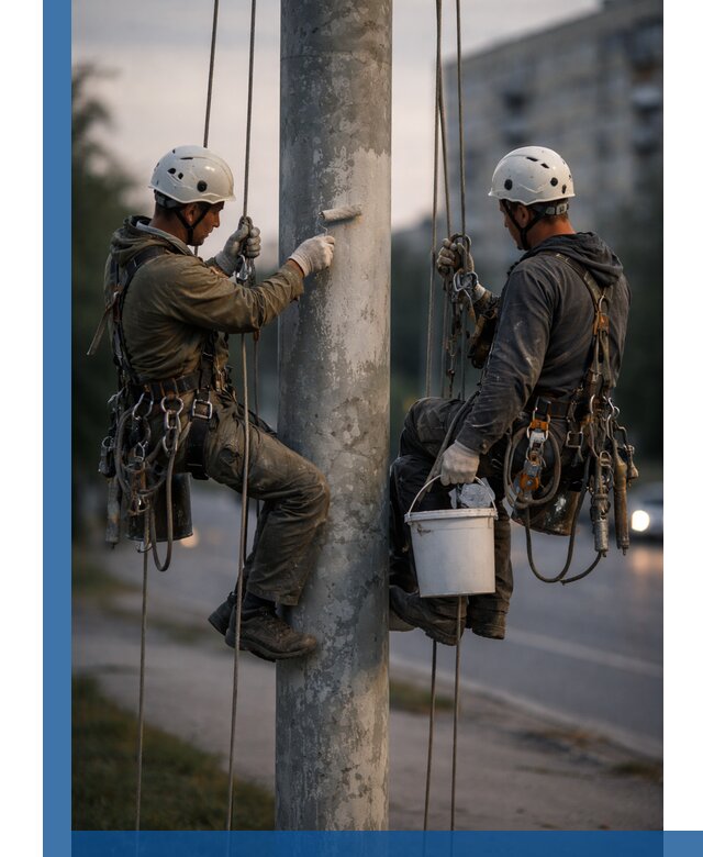 Покраска опор освещения и антикоррозийная защита в Азове