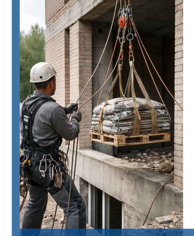 Подъем материалов на этаж веревками в Азове оперативно