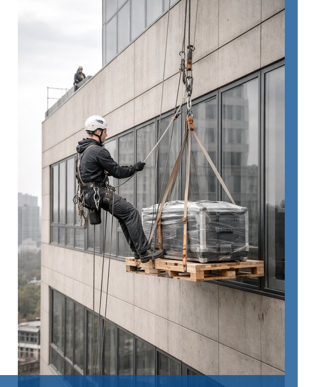 Спуск груза по фасаду в Азове от 3594 р. | ВЫСОТНИК-Азв