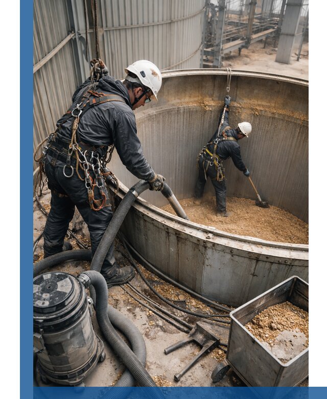 Профессиональная чистка зерновых бункеров в Азове с выездом