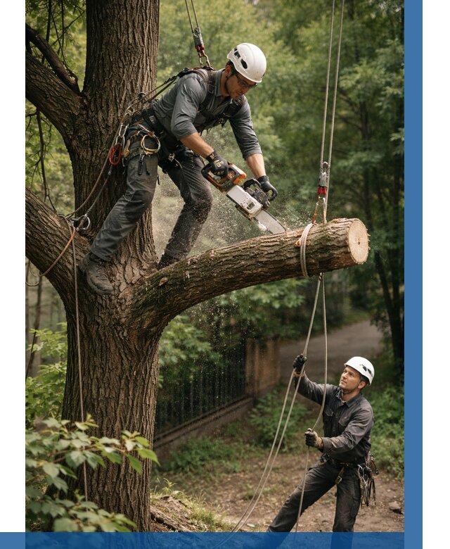 Спил деревьев альпинистами в Азове от 8215 р. | ВЫСОТНИК-Азв