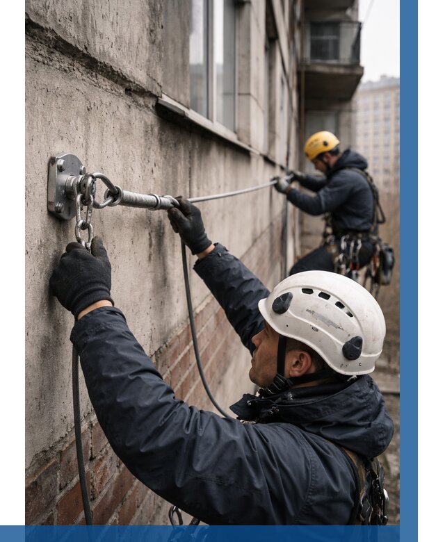 Монтаж анкерных линий в Азове от 3081 р. | ВЫСОТНИК-Азв