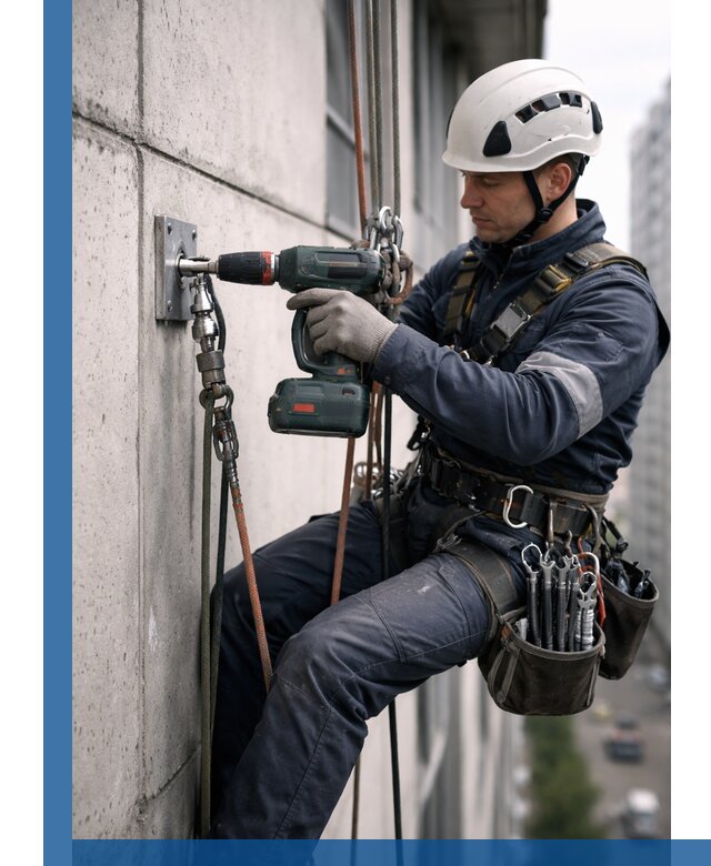 Установка анкерных точек для высотных работ в Азове