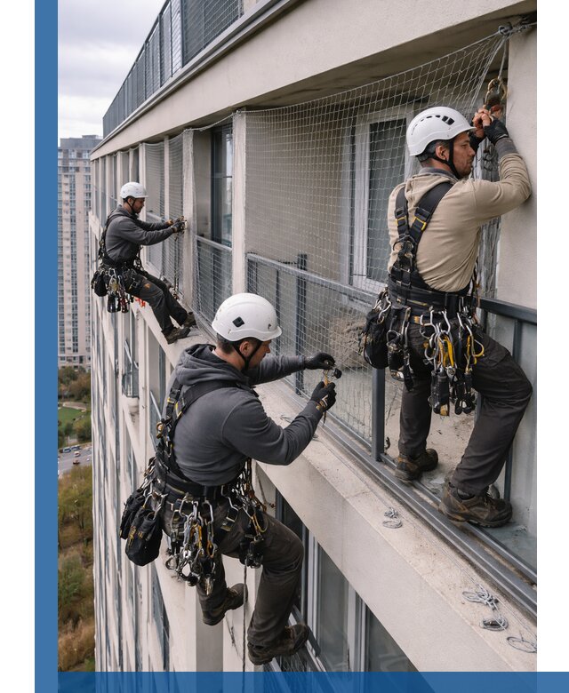 Профессиональный монтаж защитной сетки от птиц в Азове